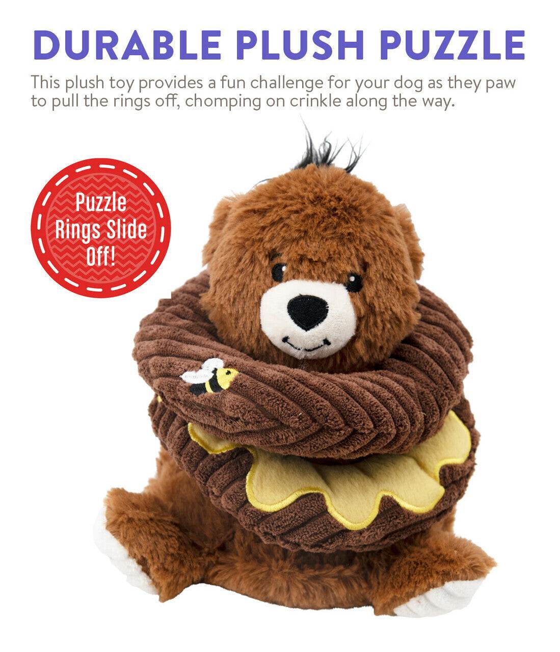 Outward Hound Ringamals Honey Bear Plush Puzzle Toy