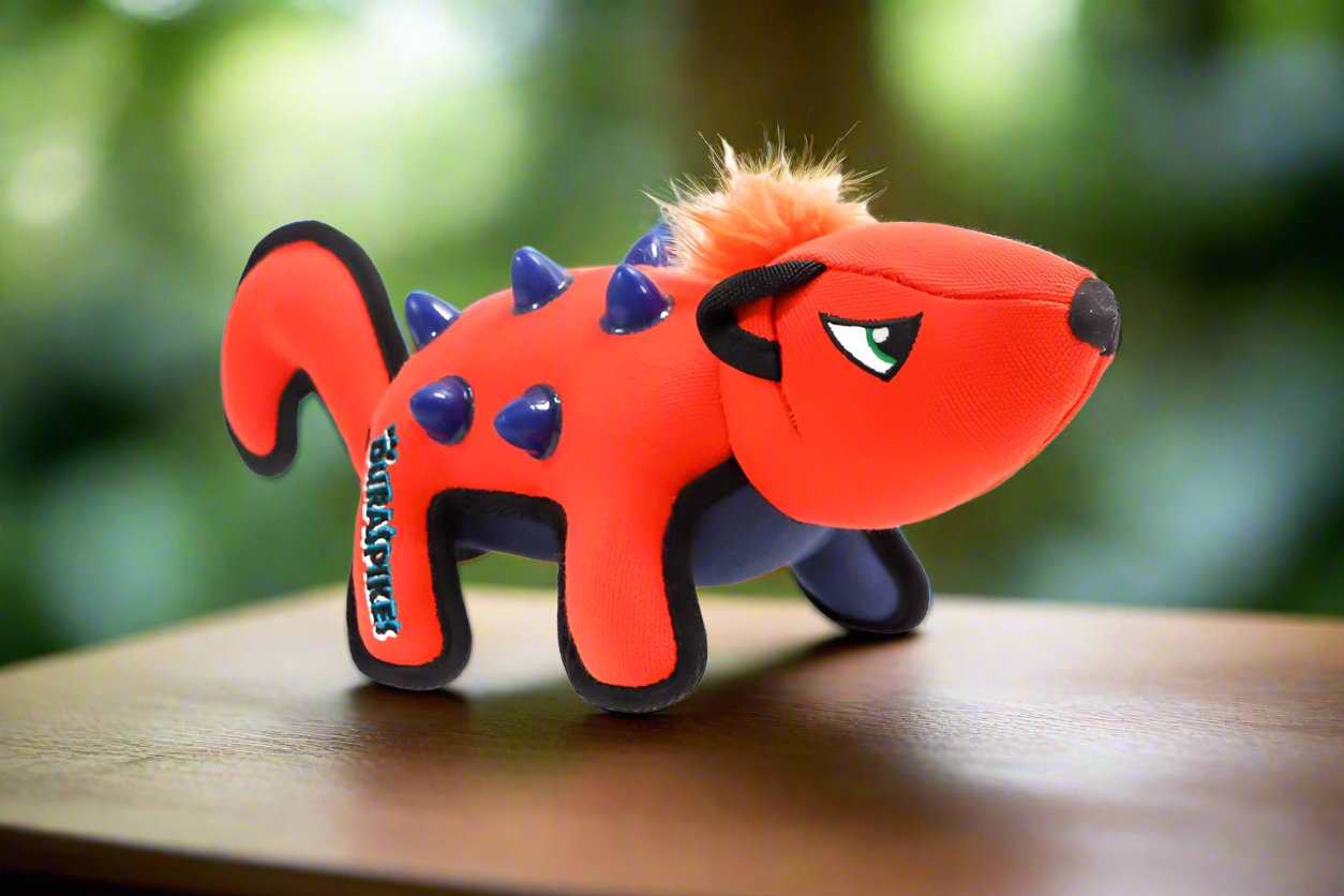 GiGwi Duraspikes Racoon Dog Toy, durable rubber chew toy with spikes, designed for aggressive chewers, helps clean teeth and gums, promotes dental health