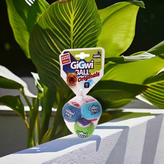 GiGwi Originals Tennis Balls for dogs, featuring a classic tennis ball design with vibrant colors. Made from durable materials for long-lasting play, these balls are ideal for fetch and interactive games with your furry friend