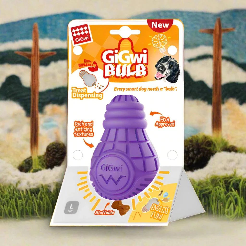 GiGwi Treat Dispensing Bulb Dog Toy – Interactive Rubber Toy with Treat Compartments for Mental Stimulation and Engaging Play