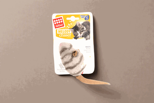 Gigwi Melody Chaser Mouse Cat Toy - Interactive, colorful, and fun cat toy with jingling bells and crinkle paper. Perfect for playtime and entertainment.
