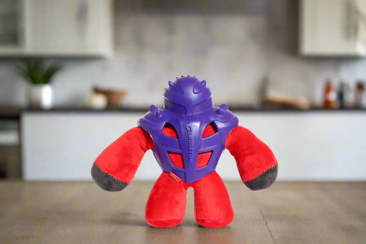 GiGwi Gladiator Plush Dog Toy, durable rubber chew toy with spikes, designed for aggressive chewers, helps clean teeth and gums, promotes dental health