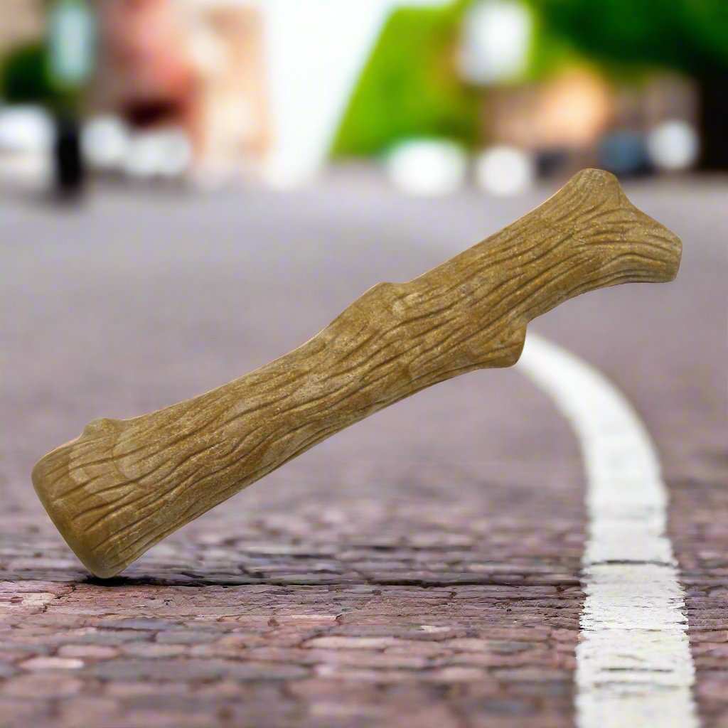 Petstages Dogwood Durable Sticks for dogs, designed to be long-lasting and chew-resistant. Made with real dogwood and featuring a natural wood flavor, these durable chew toys help clean teeth and satisfy your dog's chewing instincts. Perfect for tough chewers and promoting dental health.