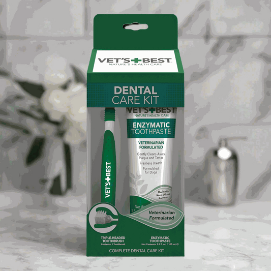 Natural ingredients dog dental care kit, Triple-headed toothbrush and dog toothpaste & Dog teeth whitening and fresh breath toothpaste