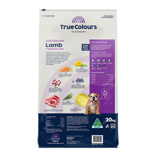 True Colours Adult Dog: Australian Lamb + Rice