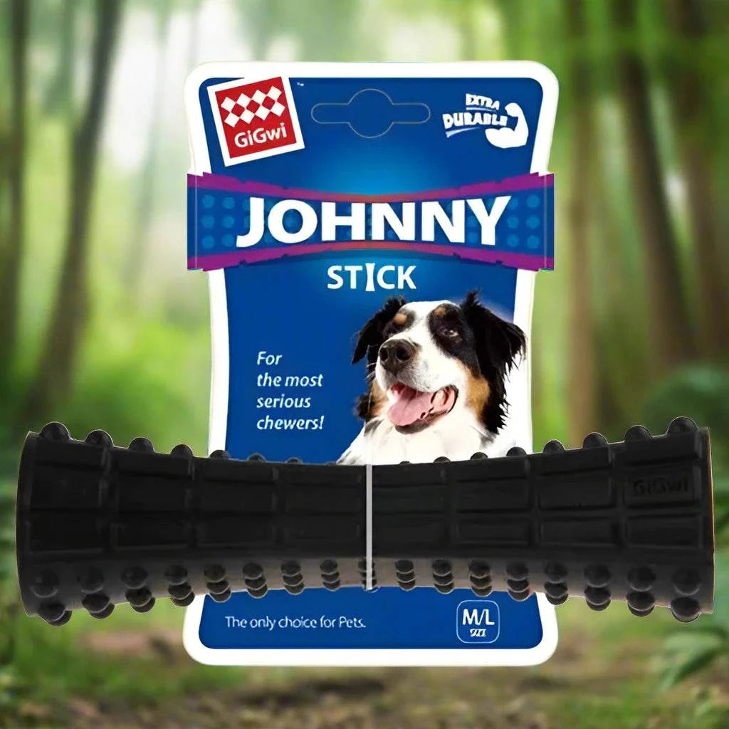 GiGwi Johnny Stick Durable Dog Toy, durable rubber chew toy with spikes, designed for aggressive chewers, helps clean teeth and gums, promotes dental health