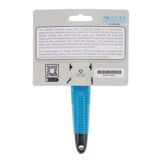 Ergonomic non-slip handle of ZEEZ pet grooming rake