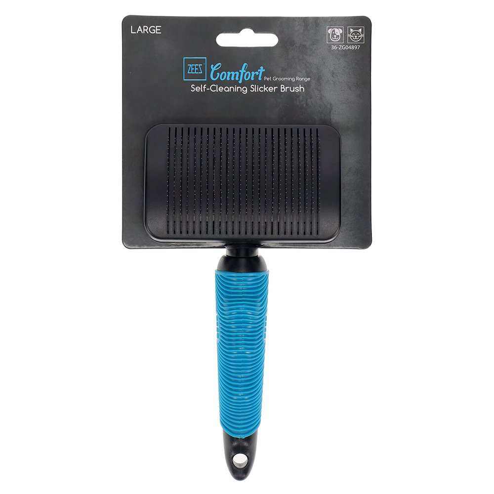 ZEEZ Comfort Self-Cleaning Slicker Brush with stainless steel pins for pet grooming
