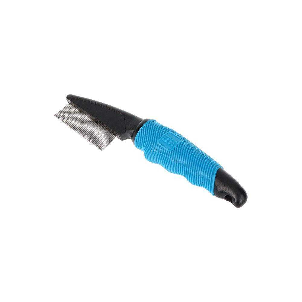 360-degree rotating stainless steel teeth for gentle de tangling, reducing fur pull-out.