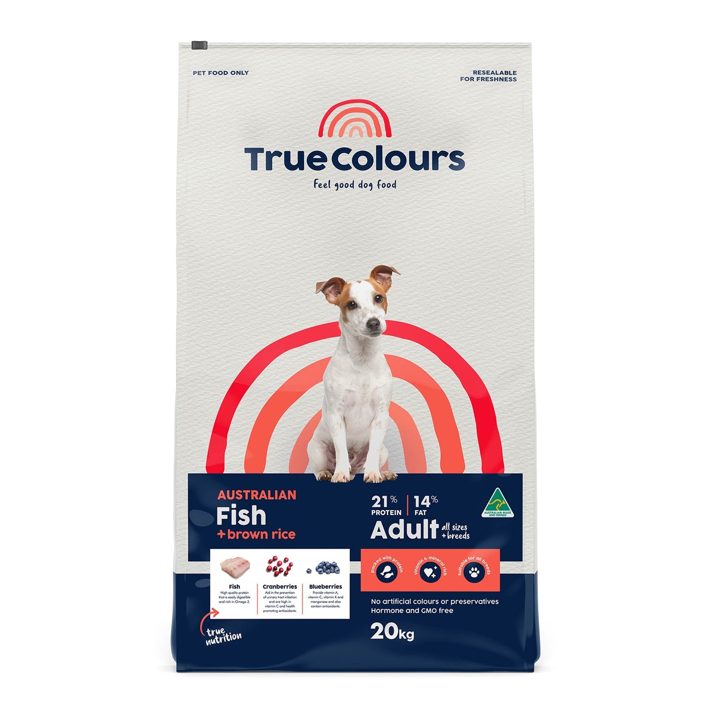 True Colours Australian Fish & Brown Rice ingredients Alihan

