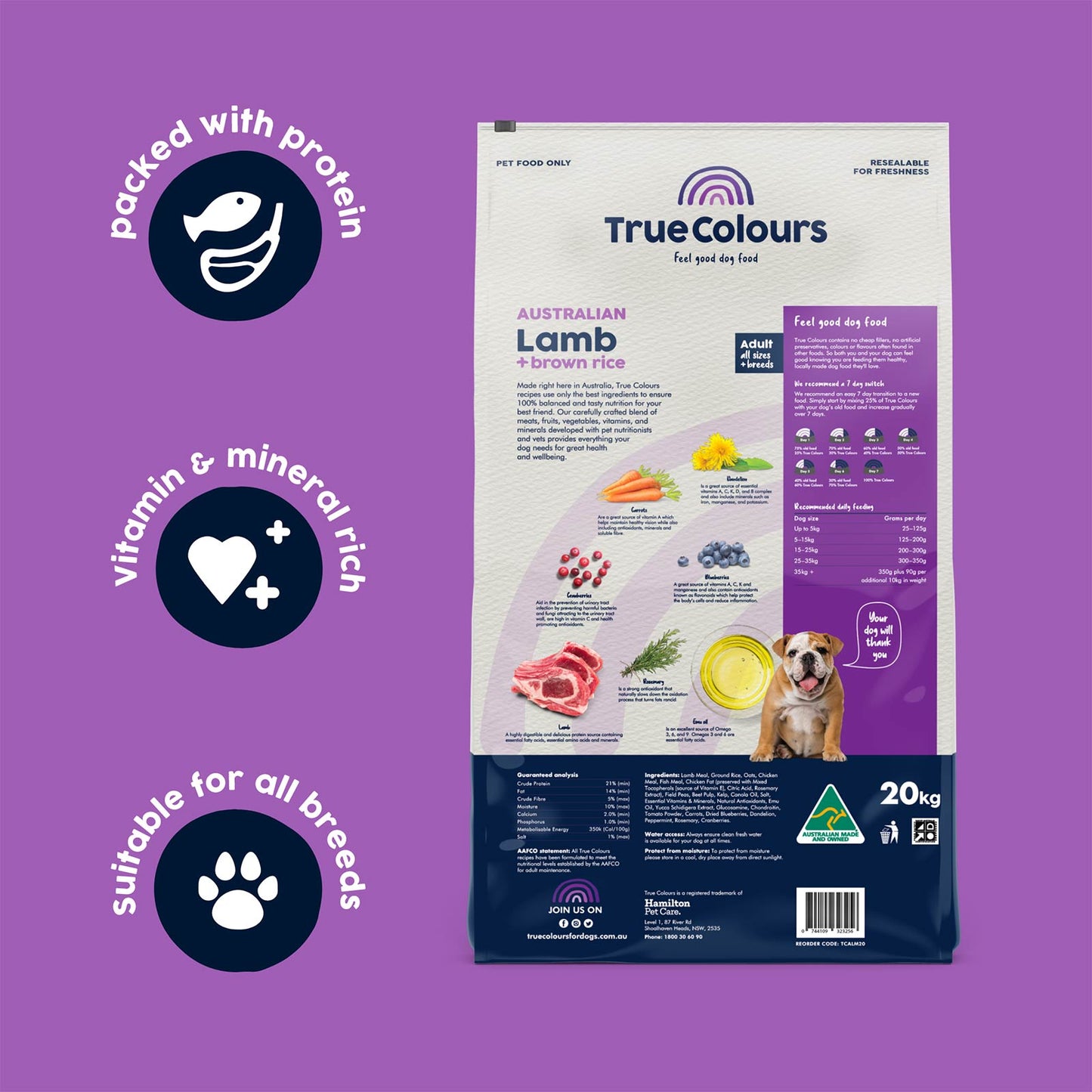 True Colours Adult Dog: Australian Lamb + Rice