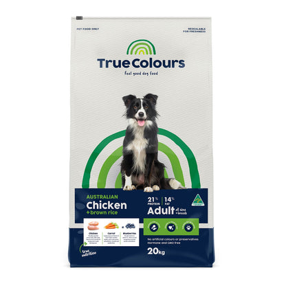 True Colours Adult Dog Australian Chicken + Brown Rice dog food bag Alihan

