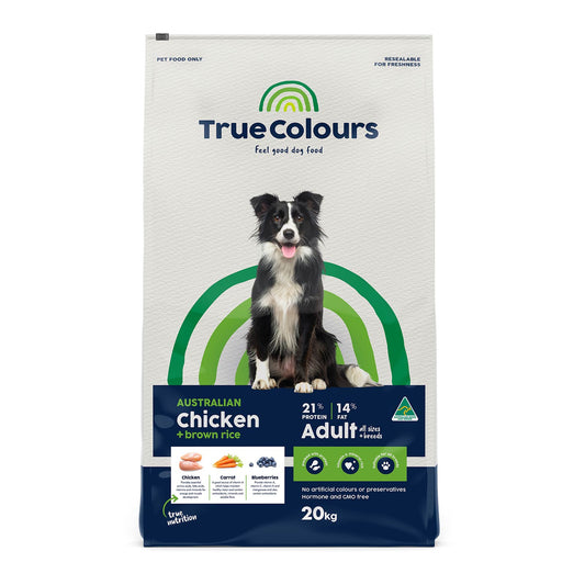 True Colours Adult Dog Australian Chicken + Brown Rice dog food bag Alihan

