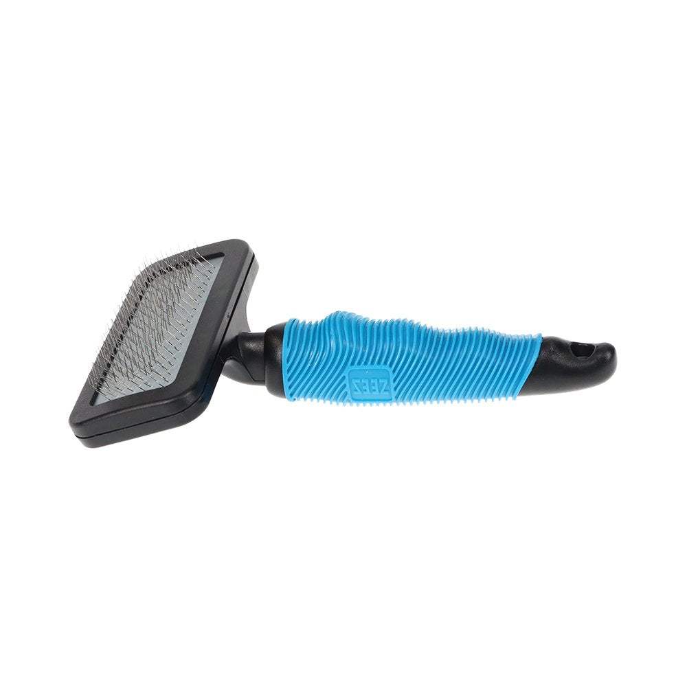 Close-up of the ZEEZ Comfort Slicker Brush showing non-slip handle design.