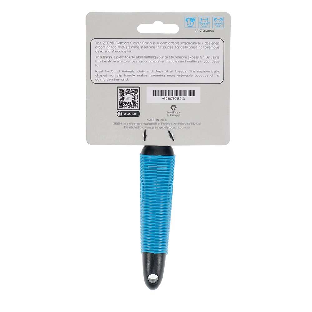 Close-up of the ZEEZ Comfort Slicker Brush showing non-slip handle design.