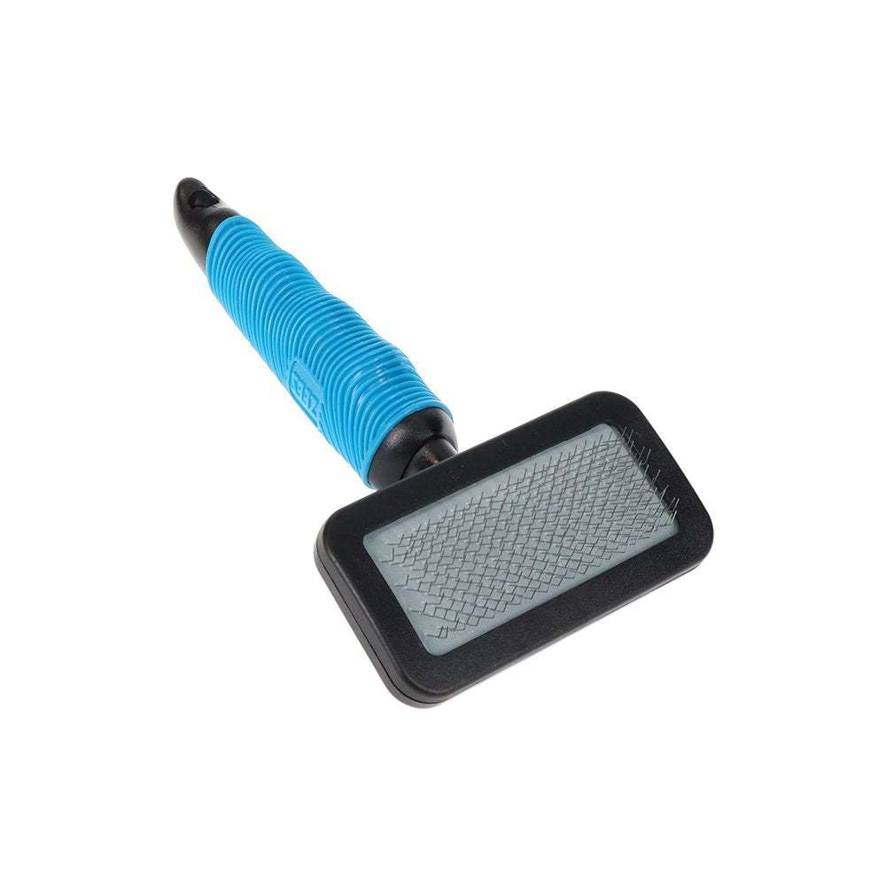 Cat being brushed with the ZEEZ Comfort Slicker Brush for a tangle-free coat.