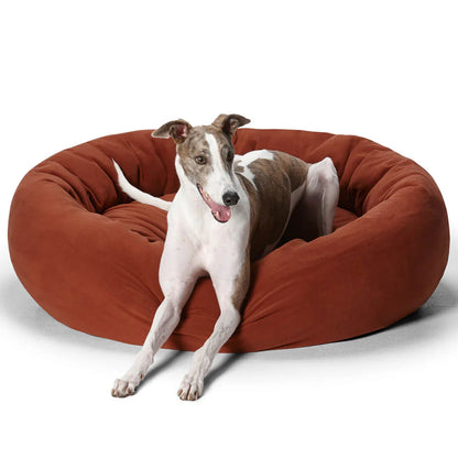 Snooza Dog Bed – Self-Warming Polar Fleece Cuddler – Rust