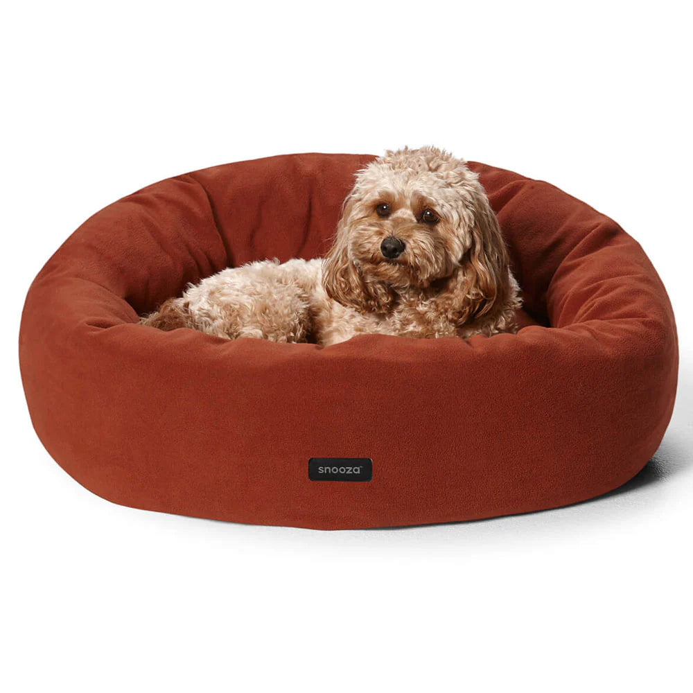 Snooza Dog Bed – Self-Warming Polar Fleece Cuddler – Rust