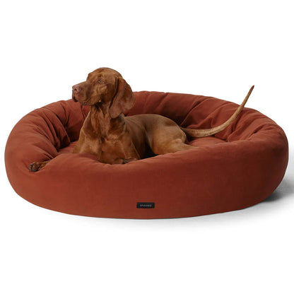 Snooza Dog Bed – Self-Warming Polar Fleece Cuddler – Rust