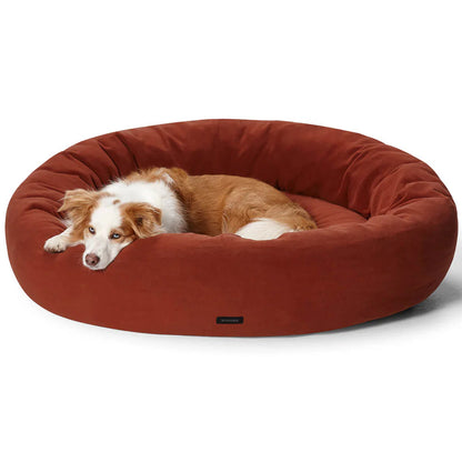 Snooza Dog Bed – Self-Warming Polar Fleece Cuddler – Rust