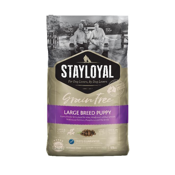 Large breed puppy eating Stay Loyal Grain Free kibble Alihan


