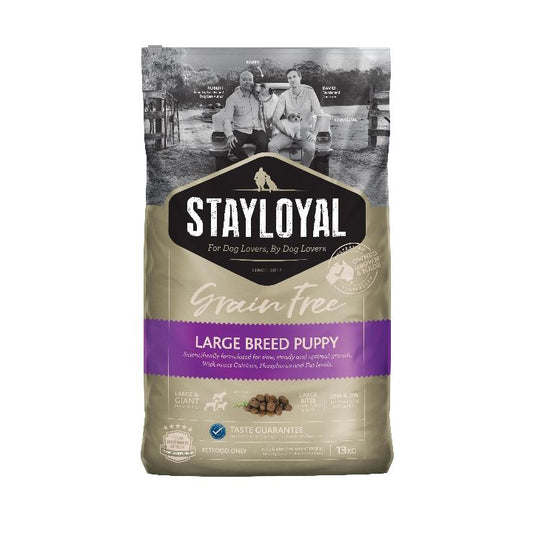 Large breed puppy eating Stay Loyal Grain Free kibble Alihan

